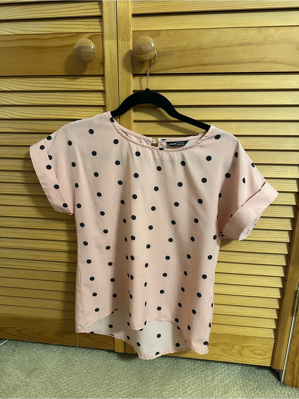 SHEIN Pink Polka Dot Short Sleeve Top